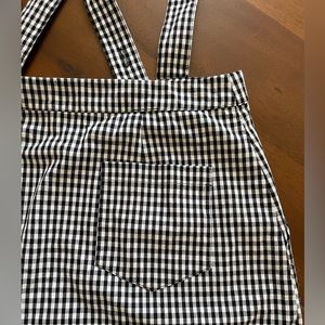 F21 Black and White Gingham Mini Skirt with Overalls